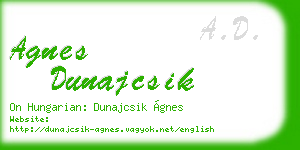 agnes dunajcsik business card